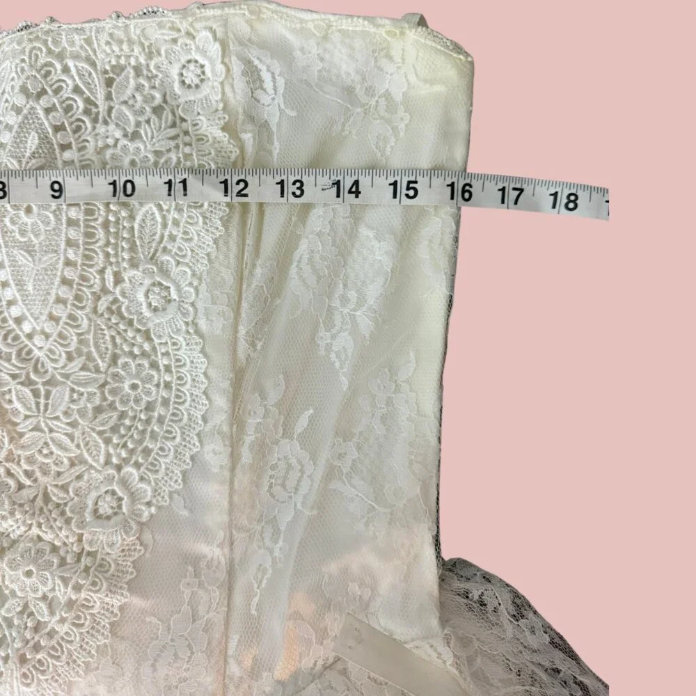 Vintage Scott McClintock 80s Strapless White Lace Wedding Dress Set 1950s style - Picture 13 of 16